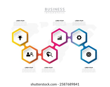 Vector infographic business presentation template connected with 6 options