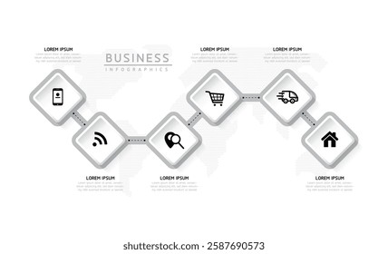 Vector infographic business presentation template connected with 6 options