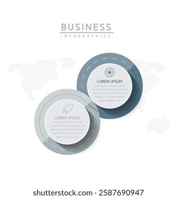 Vector infographic business presentation template with circular interconnection with 2 options.