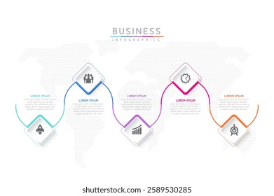 Vector infographic business presentation template connected with 5 options