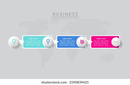 Vector infographic business presentation template connected with 3 options