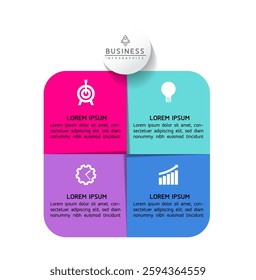 Vector infographic business presentation template connected with 4 options