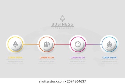 Vector infographic business presentation template with circular interconnection with 4 options.