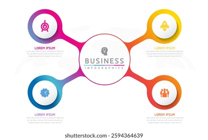 Vector infographic business presentation template with circular interconnection with 4 options.