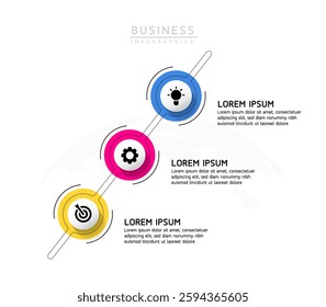 Vector infographic business presentation template with circular interconnection with 3 options.