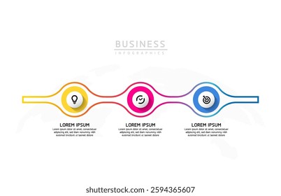 Vector infographic business presentation template with circular interconnection with 3 options.