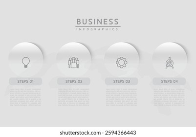 Vector infographic business presentation template with circular interconnection with 4 options.