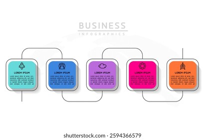 Vector infographic business presentation template connected with 5 options