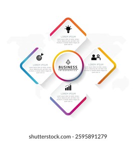 Vector infographic business presentation template connected with 4 options