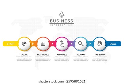 Vector infographic business presentation template connected with 5 options