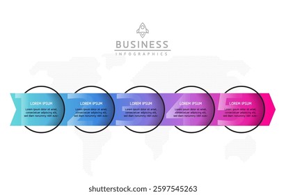 Vector infographic business presentation template connected with  5 options