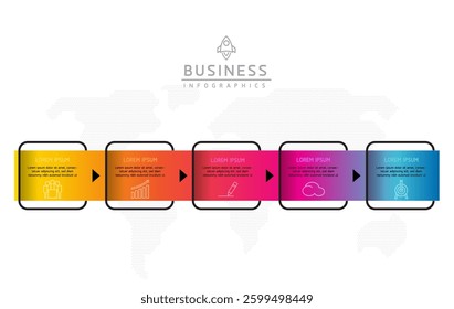 Vector infographic business presentation template connected with  5 options