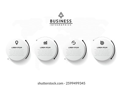 Vector infographic business presentation template with circular interconnection with 4 options.