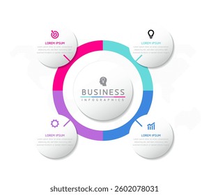 Vector infographic business presentation template with circular interconnection with 4 options.