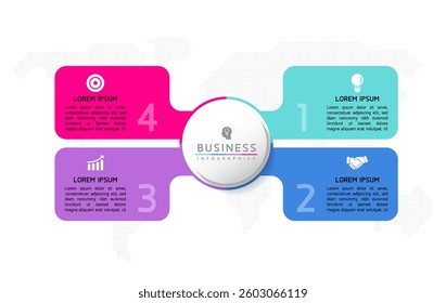 Vector infographic business presentation template connected with  4 options