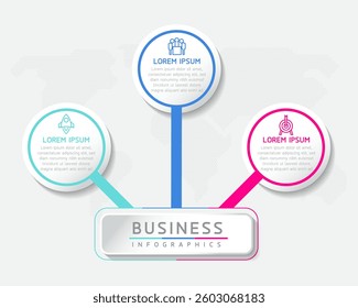 Vector infographic business presentation template connected with  3 options
