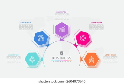 Vector infographic business presentation template connected with 5 options