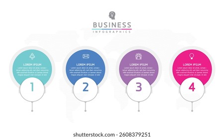 Vector infographic business presentation template with circular interconnection with 4 options.