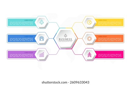 Vector infographic business presentation template connected with 6 options