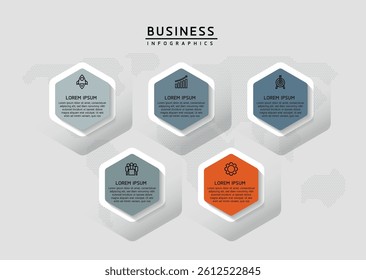 Vector infographic business presentation template connected with 5 options
