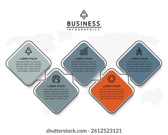 Vector infographic business presentation template connected with 5 options