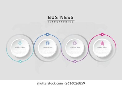 Vector infographic business presentation template with circular interconnection with 4 options.