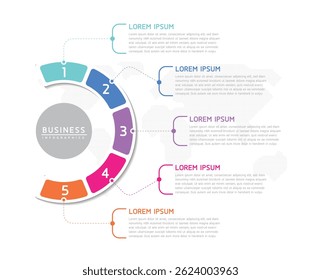 Vector infographic business presentation template with circular interconnection with 5 options.