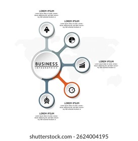 Vector infographic business presentation template with circular interconnection with 5 options.