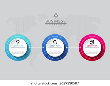 Vector infographic business presentation template with circular interconnection with 3 options.