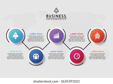 Vector infografía Plantilla de presentación de negocios con interconexión circular con 5 opciones.