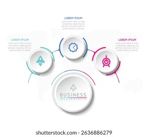 Vector infographic business presentation template with circular interconnection with 3 options.