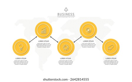 Vector infographic business presentation template with circular interconnection with 5 options.