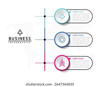 Vector infographic business presentation template with circular interconnection with 3 options.