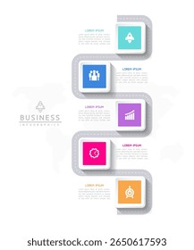 Vector infographic business presentation template connected with 5 options