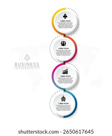 Vector infographic business presentation template with circular interconnection with 4 options.