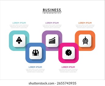 Vector infographic business presentation template connected with 5 options