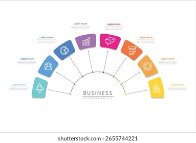 Plantilla de presentación de negocios de infografía de Vector conectada con 8 opciones