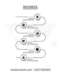 Vector infographic business presentation template with circular interconnection with 6 options.