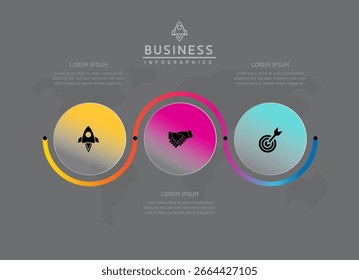 Vector infografía Plantilla de presentación de negocios con interconexión circular con 3 opciones.