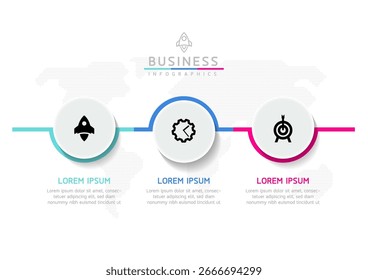 Vektor-Infografik-Business-Präsentationsvorlage mit zirkulärer Verbindung mit 3 Optionen.