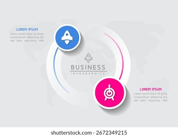 Modelo de apresentação de negócios infográfico vetorial com interconexão circular com 2 opções.