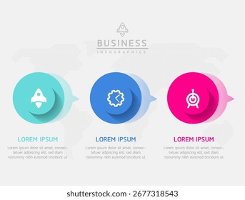 Vector infographic business presentation template with circular interconnection with 3 options.
