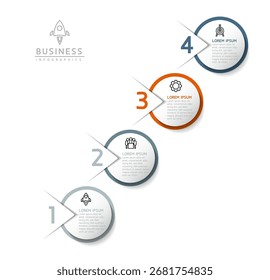 Vector infografía Plantilla de presentación de negocios con interconexión circular con 4 opciones.