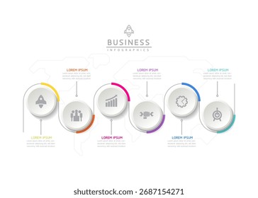Vector infografía Plantilla de presentación de negocios con interconexión circular con 6 opciones.