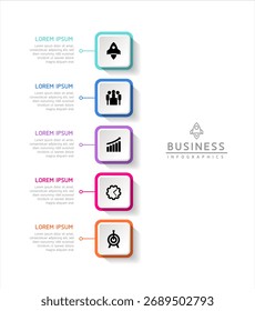 Plantilla de presentación de negocios de infografía de Vector conectada con 5 opciones