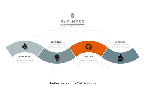 Vector infographic business presentation template connected with 4 options