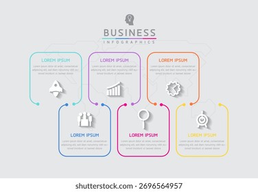 Plantilla de presentación de negocios de infografía de Vector conectada con 6 opciones