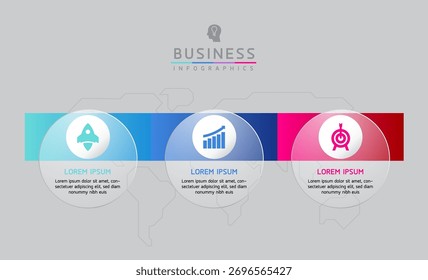 Vector infographic business presentation template with circular interconnection with 3 options.