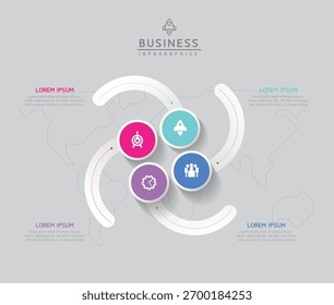 Vector infografía Plantilla de presentación de negocios con interconexión circular con 4 opciones.