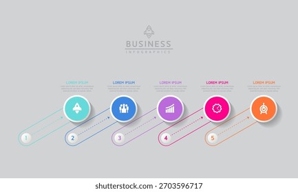 Vector infografía Plantilla de presentación de negocios con interconexión circular con 5 opciones.
